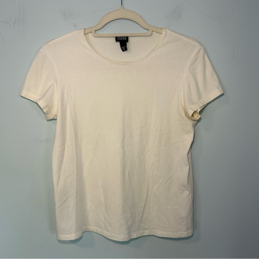 Eileen Fisher Cotton Blend White Short Sleeve T-Shirt Size XS